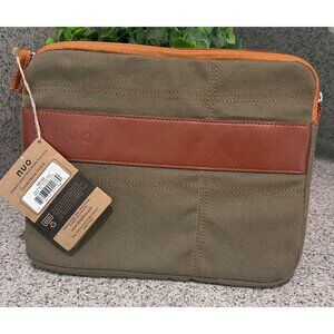 Nuo Canvas Sleeve Pouch Tablets 10" Olive & Tan Eco-Friendly Brown Accent New